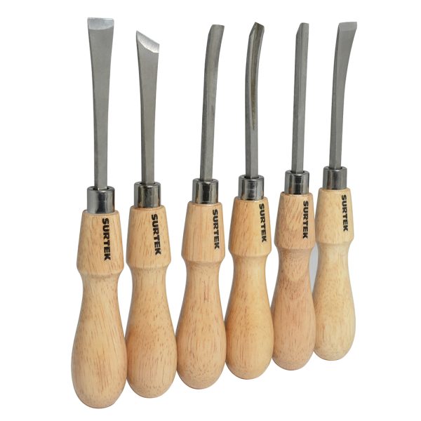 120051.jpg 120051 - Juego de gurbias de acero manuales con mango de madera, 6 piezas Surtek