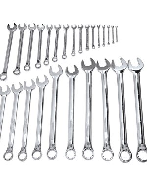 120080 - Juego de llaves combinadas pulido espejo en pulgadas, 12 puntas, 26 pz en caja Urrea