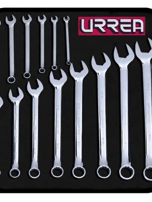 1200D.jpg 1200D - Juego de llaves combinadas pulido espejo en pulgadas, 12 puntas, 14 pz en estuche Urrea