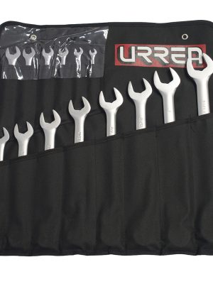 1200DA - Juego de llaves combinadas satinadas en pulgadas, 12 puntas, 14 piezas en estuche Urrea