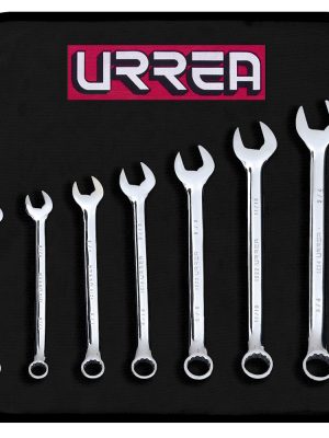 1200H - Juego de llaves combinadas pulido espejo en pulgadas, 12 puntas, 7 pz en estuche Urrea