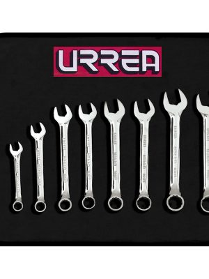 1200MT9 - Juego de llaves combinadas cortas pulido espejo métricas, 12 puntas, 9 piezas en estuche Urrea