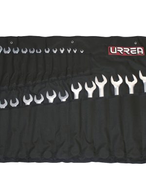 1200QMA - Juego de llaves combinadas satinadas métricas, 12 puntas, 25 piezas en estuche Urrea