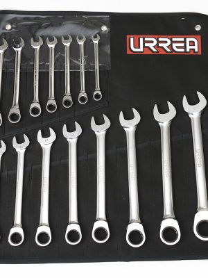 1201CM - Juego de llaves combinadas pulido espejo de matraca en pulgadas,12 puntas,12 pz en estuche Urrea