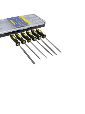 120386 - Juego de limas combinadas con mango bimaterial para joyero, 6 piezas Surtek