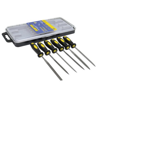 120386 - Juego de limas combinadas con mango bimaterial para joyero, 6 piezas Surtek