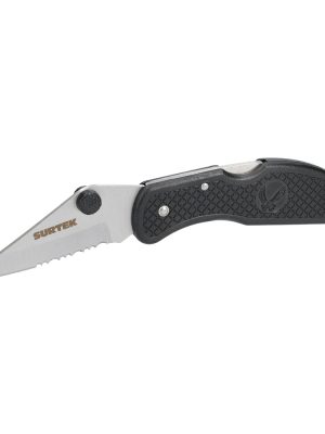 120550.jpg 120550 - Navaja abatible de acero inoxidable con mango de plástico hoja dentada de 2-3/4" Surtek