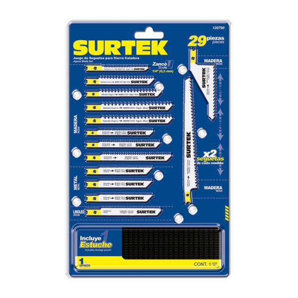 120790 - Juego de seguetas para sierra caladora, 29 piezas Surtek
