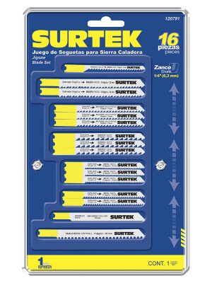 120791 - Juego de seguetas para sierra caladora, 16 piezas Surtek