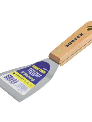 123093 - Espátula rígida angulada de acero de alto carbón con mango de madera 3" Surtek