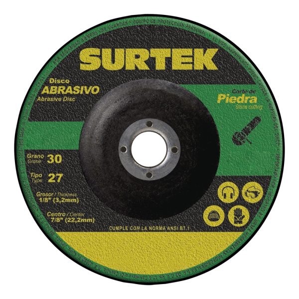 123331 - Disco abrasivo tipo 27 para piedra 7" x 1/8" Surtek
