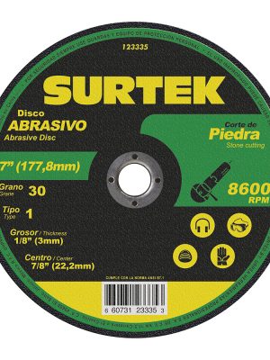 123335 - Disco abrasivo tipo 1 para piedra 7" x 9/64" Surtek