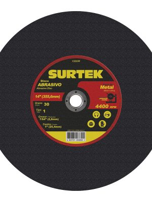 123339 - Disco abrasivo tipo 1 para metal 14" x 7/64" para máquina estacionaria Surtek