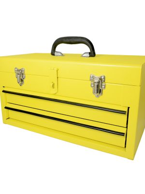 125107 - Caja portaherramientas metálica color amarillo con 2 gavetas 18" x 9" x 11" Surtek