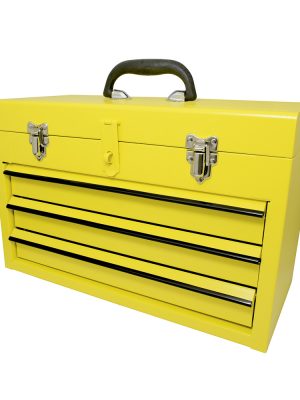 125111 - Caja portaherramientas metálica color amarillo con 3 gavetas 11" x 18" x 9" Surtek