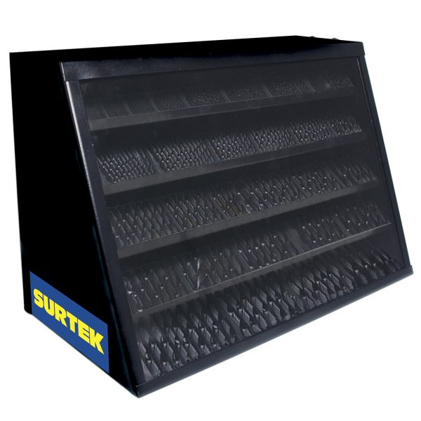 126043 - Exhibidor con brocas de acero de alta velocidad, 701 piezas Surtek