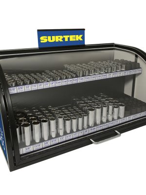 126094 - Exhibidor con dados cortos y largos cuadro de 3/8" y 1/2", 271 piezas Surtek