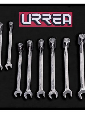 1270HMF - Juego de llaves combinadas flexibles pulido espejo métricas, 12 puntas, 10 pz en estuche Urrea