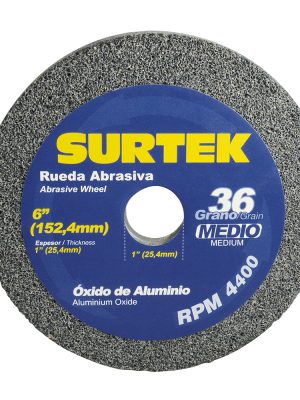 128006.jpg 128006 - Rueda abrasiva de óxido de aluminio grano 36, 6" x 1" Surtek
