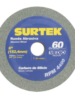 128030.jpg 128030 - Rueda abrasiva de carburo de silicio verde grano 60, 6" x 3/4" Surtek