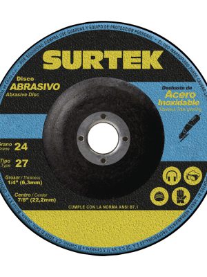 128201 - Disco abrasivo tipo 27 para metal 7" x 1/4" Surtek