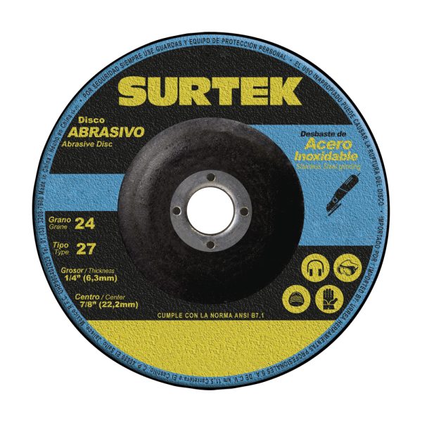 128201 - Disco abrasivo tipo 27 para metal 7" x 1/4" Surtek