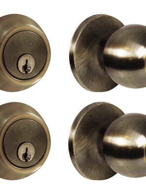 12CB.jpg 12CB - Combo de pomo tubulares de bola función doble, latón antiguo, llave estándar, blíster Lock