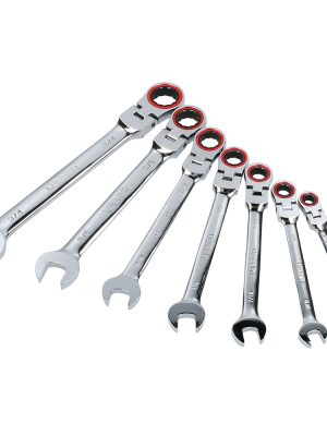 12MF7.jpg 12MF7 - Juego de llaves combinadas pulido espejo de matraca flex en pulg, 12 puntas,7 pz en rack Urrea