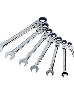 12MF7M.jpg 12MF7M - Juego de llaves combinadas pulido espejo de matraca flex mét, 12 puntas,7 pz en rack Urrea