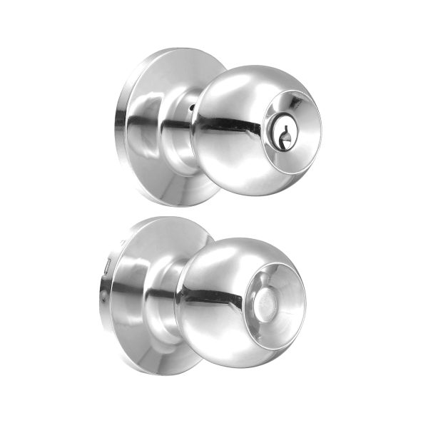 12PO - Pomo tubular bola función entrada, acero inoxidable, llave estándar, blíster Lock