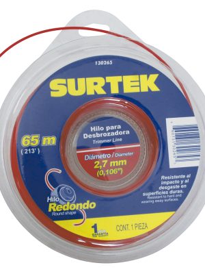 130265 - Nailon redondo para desbrozadora doble blíster, 2.7 mm x 65 m Surtek