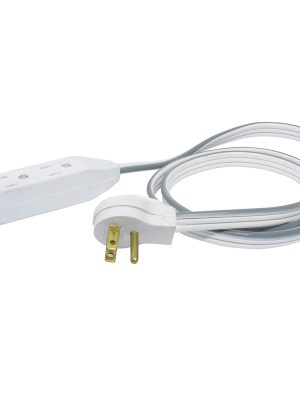 136051 - Extensión eléctrica plana aterrizada color blanco, 1 m Surtek