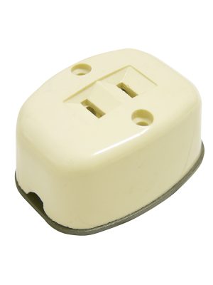 136411 - Contacto sencillo visible polarizado ovalado, línea de sobreponer, color marfil Surtek