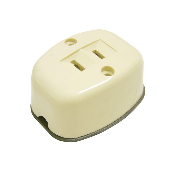 136411 - Contacto sencillo visible polarizado ovalado, línea de sobreponer, color marfil Surtek