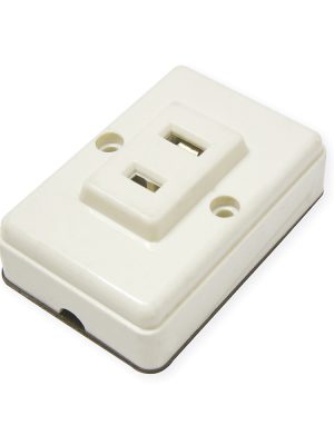 136412 - Contacto sencillo visible polarizado cuadrado, línea de sobreponer, color marfil Surtek