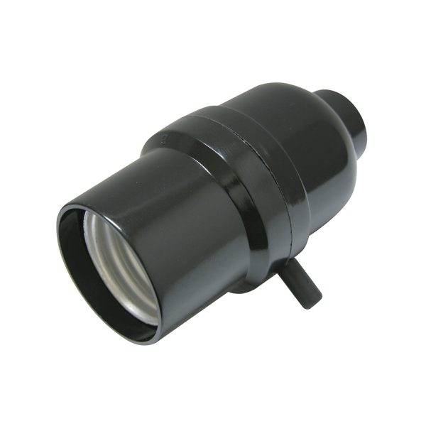 136655 - Portalámpara con apagador de paso, color negro Surtek