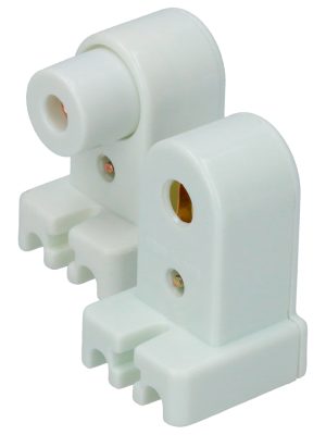 136673 - Portalámpara compacta Slim Line con terminales de presión, 2  piezas, color blanco Surtek