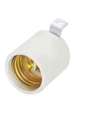 136677 - Portalámpara con soporte tipo escuadra de porcelana 4 cm, color blanco Surtek