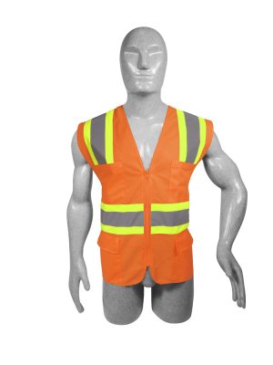 137496 - Chaleco de seguridad de alta visibilidad con cierre y 6 bolsas naranja unitalla Surtek