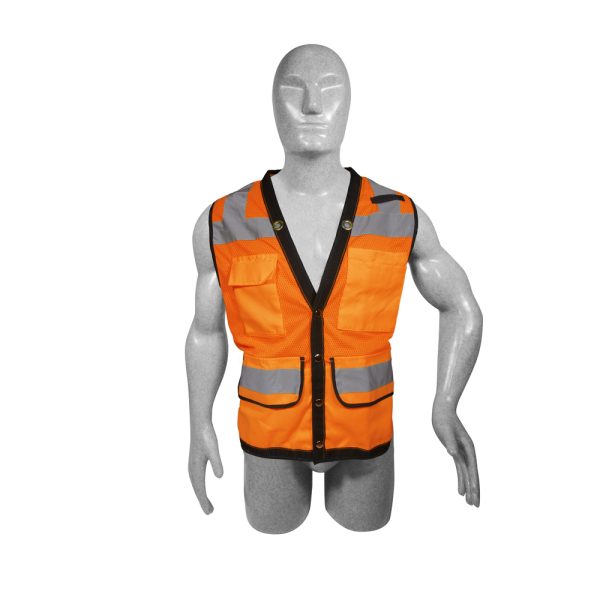 137548 - Chaleco de seguridad tipo supervisor cerrado de alta visibilidad naranja unitalla Surtek