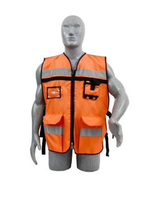 137591.jpg 137591 - Chaleco de seguridad tipo supervisor abierto con reflejante naranja unitalla Surtek