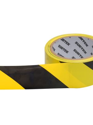 138060.jpg 138060 - Cinta de señalización de adhesivo acrílico ancho 2" de 18 m, color negro/amarillo Surtek