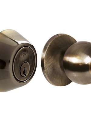 13CB.jpg 13CB - Combo de pomo tubulares de bola función sencilla, latón antiguo, llave estándar, blíster Lock