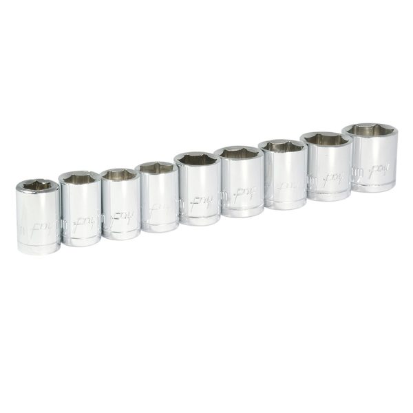 140436 - Juego de dados cuadro de 3/8", 6 puntas, métricos, 9 piezas Foy