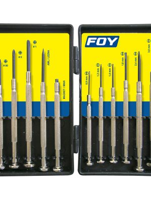 141617 - Juego de destornilladores de precisión combinados, 11 piezas en caja plástica Foy