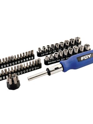 141707 - Juego de puntas y accesorios hexágono de 1/4", 56 piezas en blíster Foy