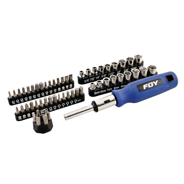 141707 - Juego de puntas y accesorios hexágono de 1/4", 56 piezas en blíster Foy