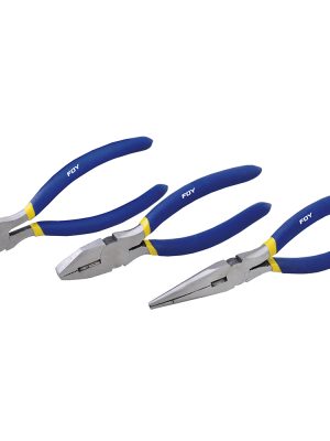 142020 - Juego de pinzas para electricista con mango con doble plastisol, 3 piezas Foy