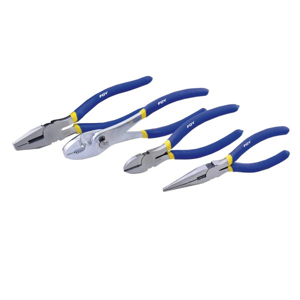 142039.jpg 142039 - Juego pinzas para electricista con mango con doble plastisol, 4 piezas Foy