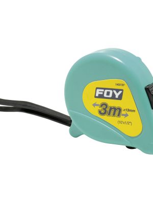 142127 - Flexómetro con carcasa de plástico turquesa 3 m x 1/2" Foy